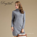 Hot Sell Grey Color Hight Neck Long Cashmere Sweaters For Women New Products 2017